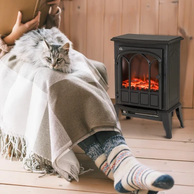 HOMCOM Electric Fireplace 1000W/2000W Black Heater