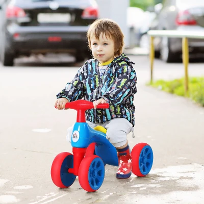 HOMCOM Baby Balance Bike Toddler for Aged 1.5-3 Years Training Walker Smooth Rubber Wheels Ride on Toy Storage Bin Blue Red