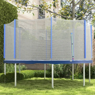 SPORTNOW Rete Protettiva per Trampolini 8 Pali in PE Nero e Blu