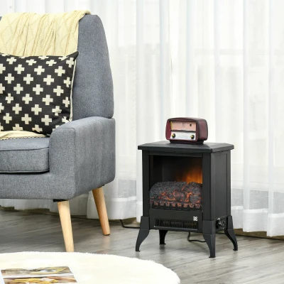 HOMCOM Electric Fireplace Stove Black with Flame Effect