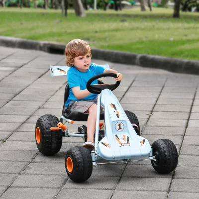HOMCOM Kids Children Pedal Go Kart Manual Ride On Car w/ Brake Gears Steering Wheel Adjustable Seat Outdoor Vehicle