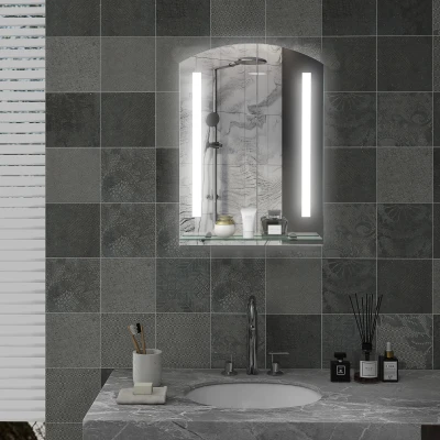 HOMCOM Miroir LED 22W Tactile avec Étagère 50x70cm