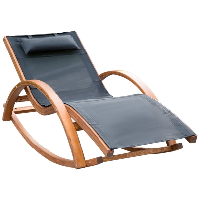 Outsunny Chaise Longue Bois Noir Rocking Chair