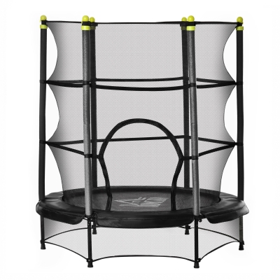 HOMCOM Trampoline Ø1,4m Noir Sécurité Porte Zipée