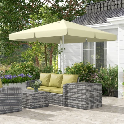 Outsunny Ombrellone da Giardino Altezza Regolabile Bianco Beige