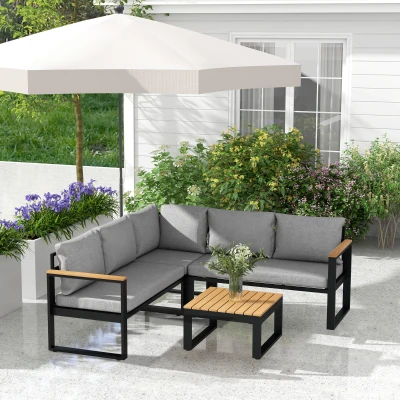 Outsunny Set da Giardino con 2 Divani, Seduta Angolare e Tavolino