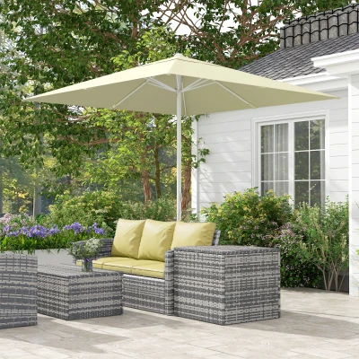 Outsunny Ombrellone da Esterno ad Altezza Regolabile Bianco Beige