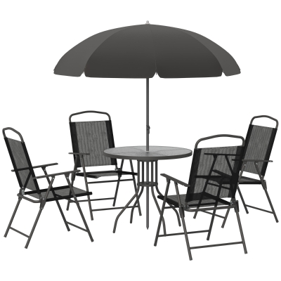 Outsunny 6 Pcs Bistro Set, Texteline-Black