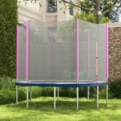 SPORTNOW Rete di Protezione per Trampolini 6 Pali in PE Nero Rosa