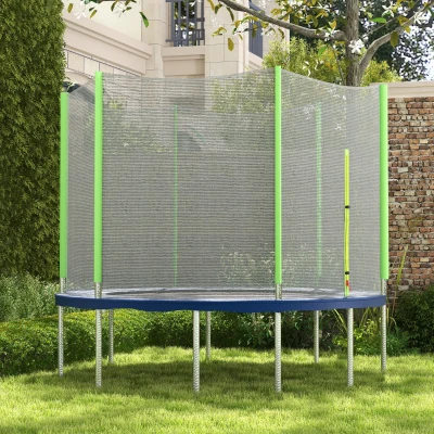 SPORTNOW Rete di Protezione Trampolini a 6 Pali in PE Nero Verde