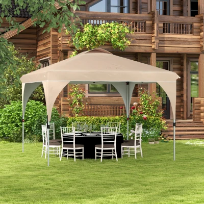Outsunny Gazebo 3x3 m Pieghevole con Altezza Regolabile Beige