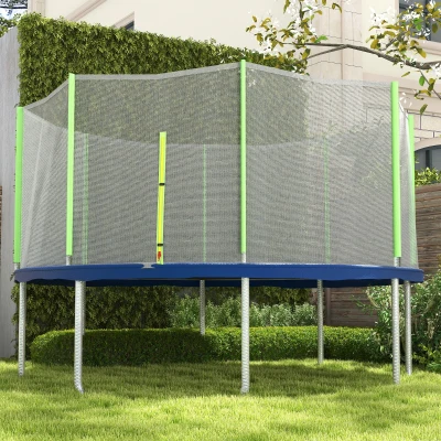SPORTNOW Rete Protettiva per Trampolini 8 Pali in PE Nero e Verde