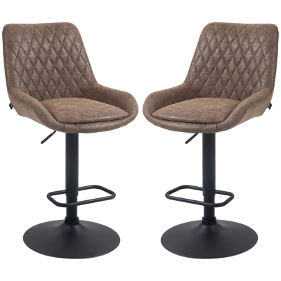 HOMCOM Set of Two Faux Leather Retro Bar Stools - Brown