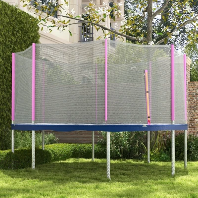 SPORTNOW Rete Protettiva per Trampolini 8 Pali in PE Nero e Rosa