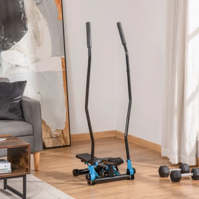 HOMCOM Stepper Fitness con Maniglia e Monitor LCD Blu