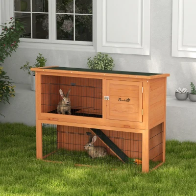 PawHut Gabbia per 1-2 Conigli da Esterno 2 Livelli in Legno