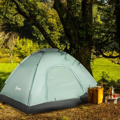 Outsunny Tenda da Campeggio 2 Posti con Zanzariera e Sacca Verde