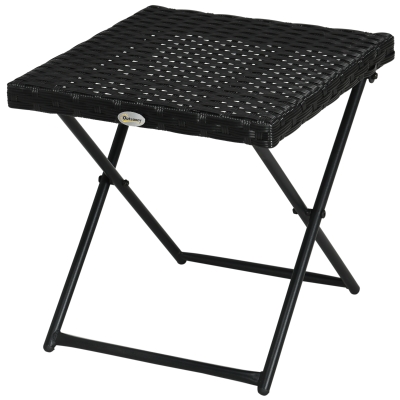 Outsunny Polyrattan Balkontafel, inklapbaar, stalen frame, onderhoudsvriendelijk, 40x40x40 cm, Zwart