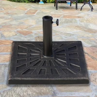 Outsunny Base para Chapéu de Sol de Resina para Mastros de Ø3,8 cm y Ø4,8 cm para Peso 15 kg 47x47x32 cm Preto e Bronze