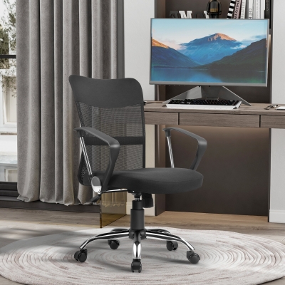 Vinsetto Lot 2 Chaises Bureau Pivotantes Réglables Maille Noire