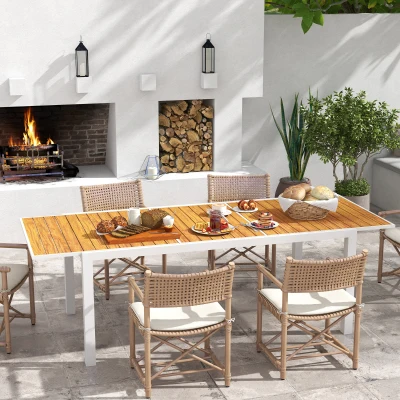 Outsunny Mesa de Jardim Extensível Mesa de Terraço Retangular para 6-8 Pessoas Capacidade 50 kg 180/240x94x73 cm Marrom