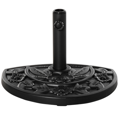 Outsunny Halfronde Parasolvoet, 9 kg, Bloemendesign, HDPE/Cement, voor Parasolstokken Ø35/38/48 mm