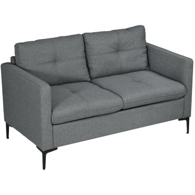 HOMCOM Two-Seater Sofa, with Steel Legs - Grey