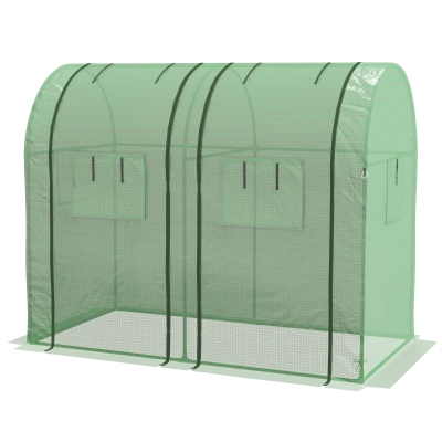 Outsunny Mini-kas Kweekkas, 2 plantgebieden, oprolbare deuren, 185 x 94 x 150 cm, Groen