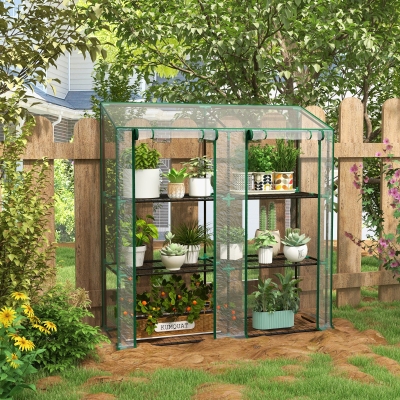 Outsunny Estufa de Jardim de 3 Níveis Estufa de Terraço para Cultivo de Plantas em Pátio 143x46x141/151 cm Transparente