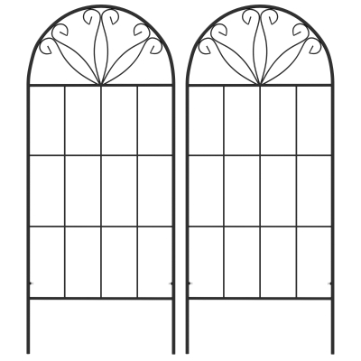 Outsunny Treillis Jardin 2Pcs Support Plantes Métal 51x120cm Noir