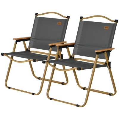 Outsunny Chaises Camping Pliantes Gris Foncé Lot de 2