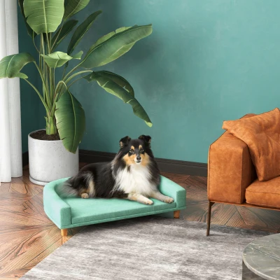 PawHut Hondenbed Hondensofa Huisdiersofa, Eucalyptushout, 98 x 67 x 25 cm, Groen