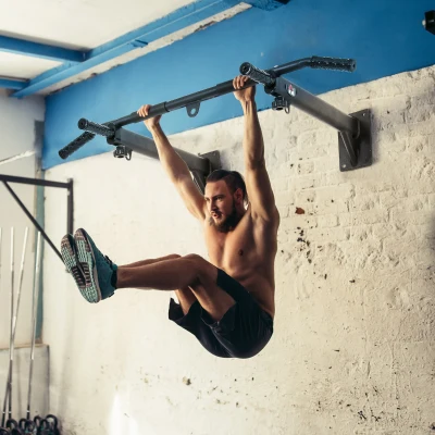 HOMCOM Pull Up Bar Wall Mounted with Punching Bag Hanger for Strengthen Muscle or Boxing Training