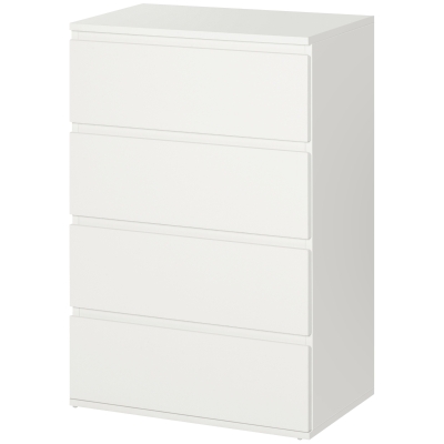 HOMCOM Witte Ladekast, Hoogglans, 4 Lades, 55 cm x 33 cm x 80 cm
