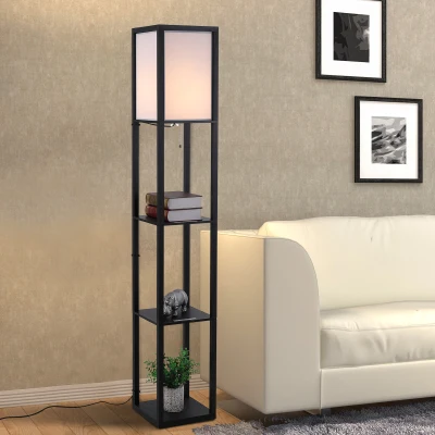 HOMCOM Lampada da terra 26cm x 26cm x 160cm Nero, Bianco