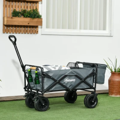 Outsunny Opvouwbare Bolderkar met Koeltas - Stalen Frame - Draagvermogen tot 100 kg - Afmetingen 113x57x77-100 cm - Donkergrijs