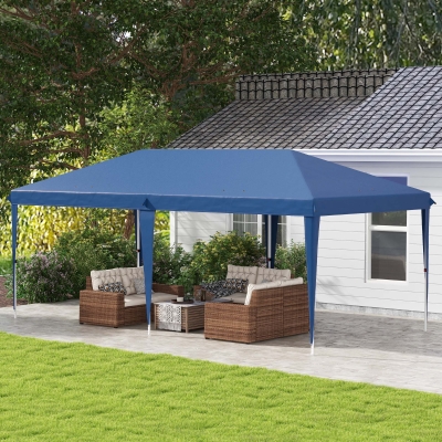 Outsunny Tenda Dobrável 6x3 Tenda de Jardim Portátil com Bolsa de Transporte Tecido Oxford para Exterior Festas Acampamento Azul