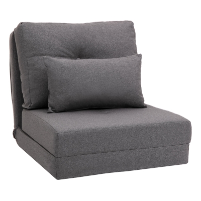 HOMCOM Opvouwbare Bodemstoel Slaapmat, 2-in-1 Ontwerp, Afneembaar Kussen, 60 x 80 x 56 cm, Donkergrijs