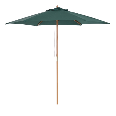 Outsunny 2.5m Wooden Garden Patio Parasol Umbrella-Dark Green
