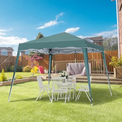 Outsunny Slant Leg Pop Up Gazebo with Carry Bag, Height Adjustable Party Tent Instant Event Shelter for Garden, Patio, ( 3 M × 3 M Base / 2.5 M × 2.5 M Top, Green)