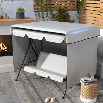 Outsunny Tuinmeubelhoes Beschermhoes voor buitenmeubilair, 215 cm x 155 cm x 150 cm, Grijs