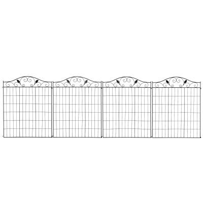 Outsunny Tuinhek Gaashek Hek, Vintage-Design, weerbestendig, 365 cm x 0.8 cm x 112 cm, Zwart