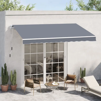 Outsunny Manual Retractable Awning Grey 4m x 3m