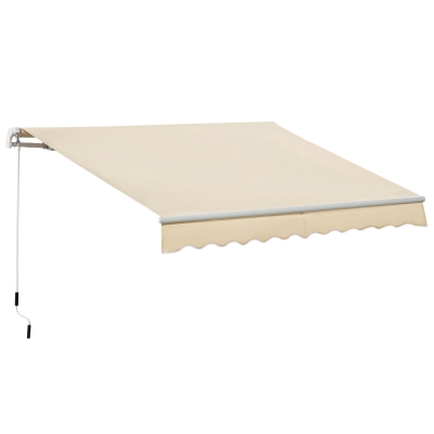 Outsunny 3.5M x 2.5M Manual Awning Canopy Retractable Sun Shade Shelter for Garden Patio