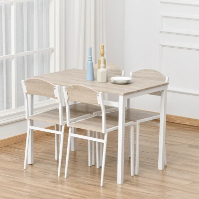 HOMCOM 5Pcs Wooden Dining Set Table Chairs Kitchen Home Furniture