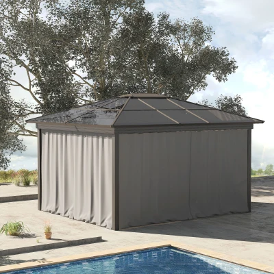 Outsunny Vervangingsgordijn voor paviljoen, set van 4, voor 3x3m paviljoens, 302x205cm, lichtgrijs