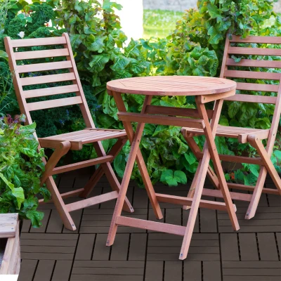 Outsunny 12" x 12" PP Interlocking Composite Deck Tile 9 Pack - Brown