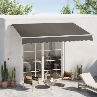 Outsunny Manual Retractable Awning Canopy Grey 3x2m