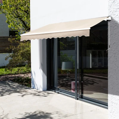 Outsunny Manual Retractable Awning 3x2.5m Ivory White