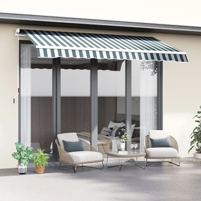 Outsunny Retractable Awning 2.5x2m Dark Green/White